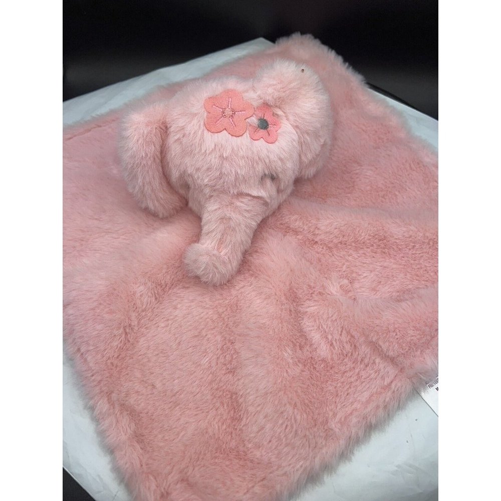 Infant Baby Girl Parents Choice Pink Elephant Plush Security Blanket Lovey Satin